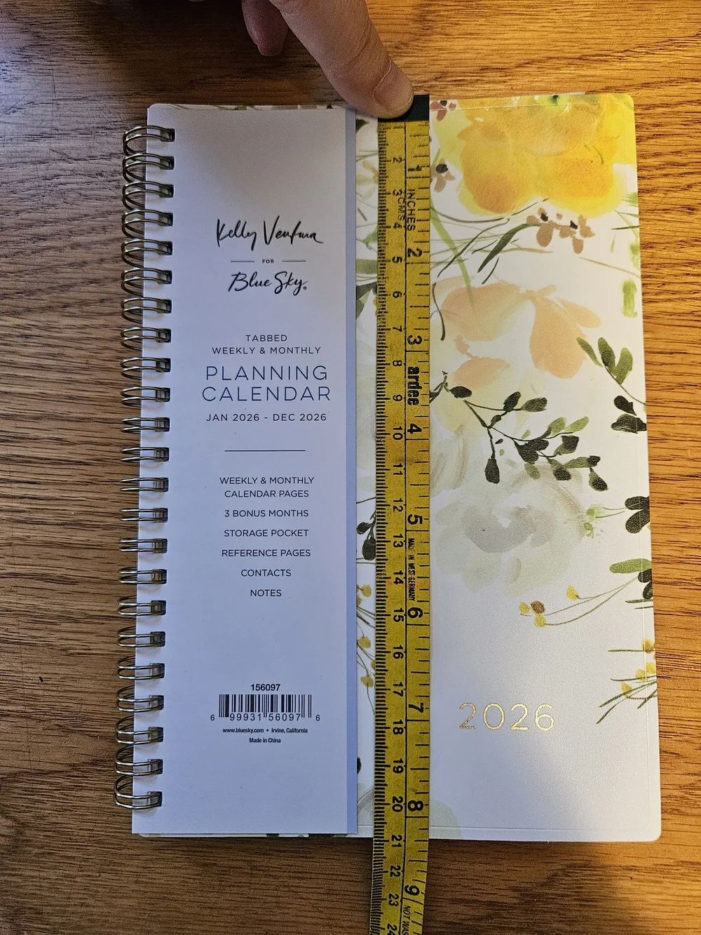 Blue Sky 2026 Floral Planner - Yellow, Cream & Green